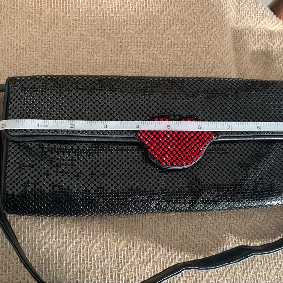 CACHE  BLACK SEQUIN PURSE WITH RED " LIPS " EUC, Worn Once - Picture 7 of 9